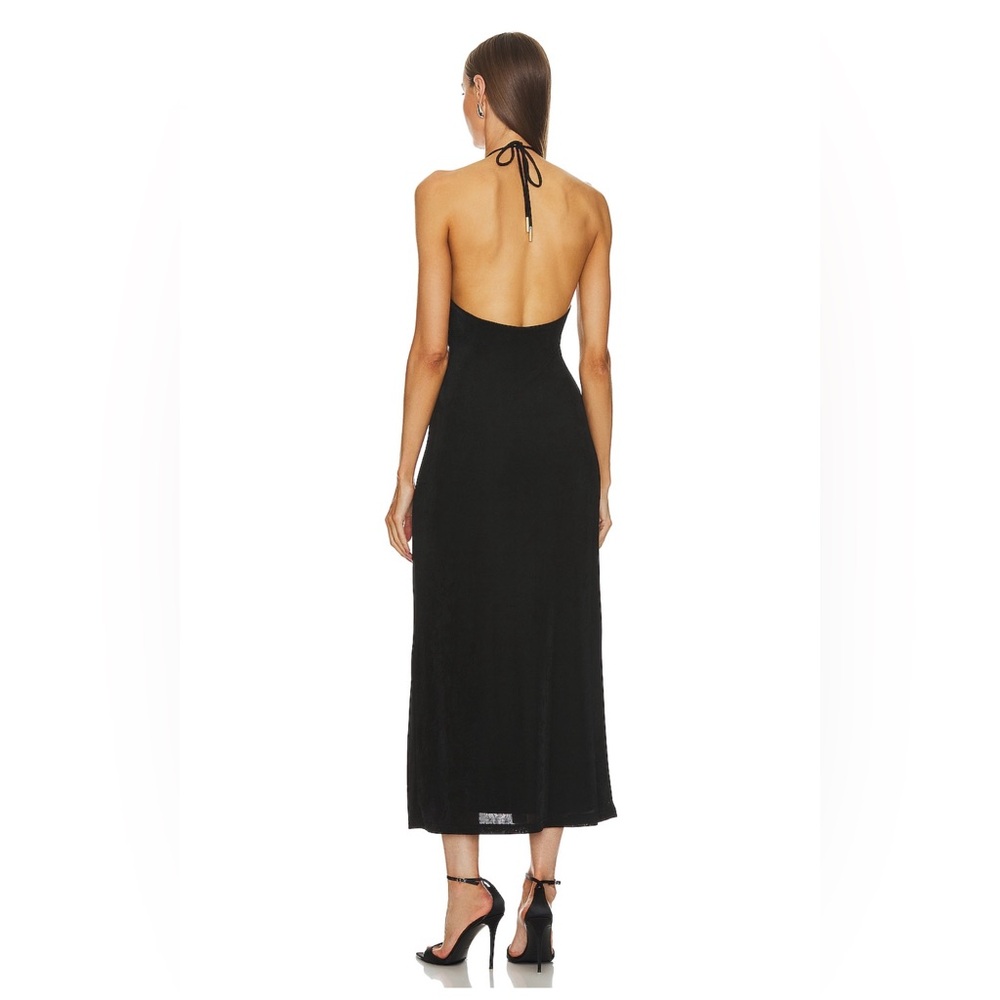 Strappy Black Midi Dress with Front Slit - Picture 3 of 6